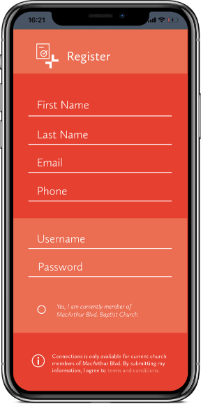 Connections app mockup